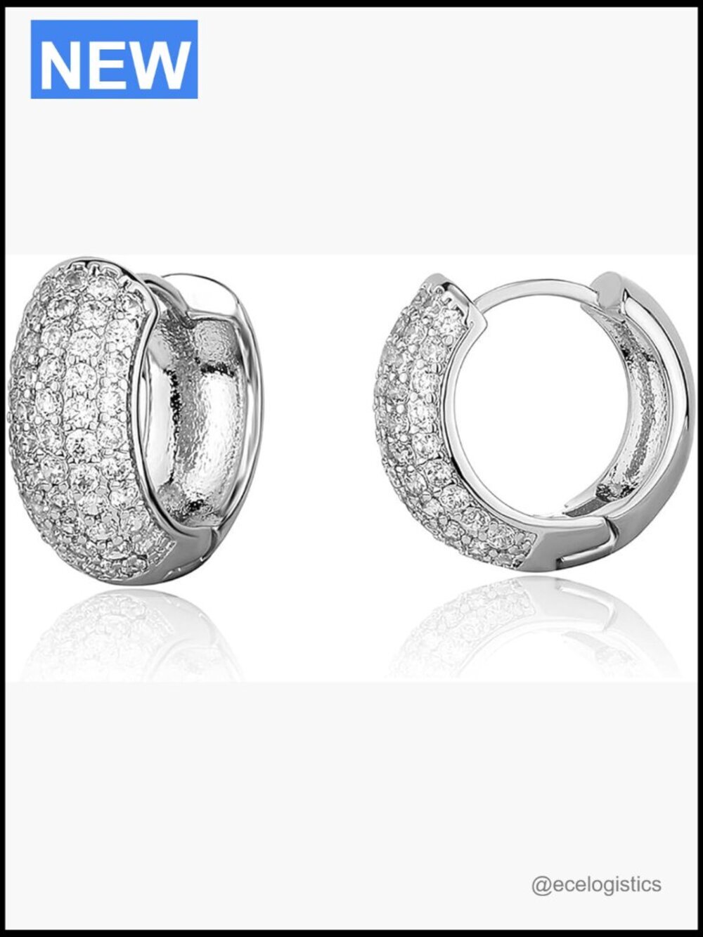 18K Gold Plated Iced Out CZ Huggie Hoop Earrings Hypoallergenic Unisex